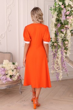 Платье миди оранжевое с поясом Wisell(фото5)