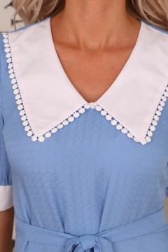 Платье миди голубое с поясом Wisell(фото4)