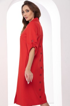 Платье миди красное с карманами  LT collection(фото4)