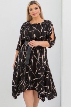 Платье чёрное с разрезами на рукавах Venusita