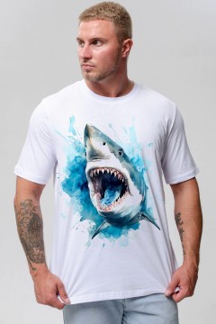 Футболка белая с принтом-акула 49109