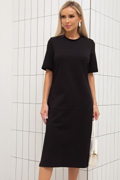 Платье трикотажное чёрного цвета с разрезами Веренея №1