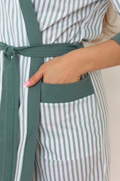 Халат зелёный в полоску с карманами 10043 Lika Dress(фото3)