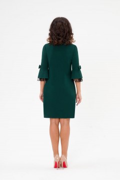 Платье короткое изумрудно-зелёного цвета с бантиками на рукавах Serenada(фото3)