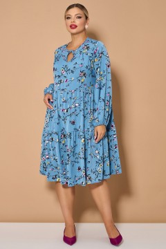 Платье миди голубого цвета с длинным рукавом Dora(фото2)