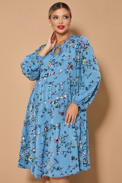 Платье миди голубого цвета с длинным рукавом Dora