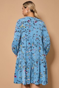 Платье миди голубого цвета с длинным рукавом Dora(фото5)