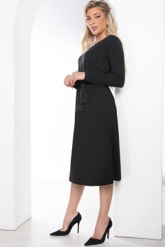 Платье трикотажное чёрное с акцентной бусинкой на груди LT collection(фото5)