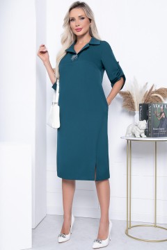 Платье миди зелёного цвета с карманами LT collection(фото2)