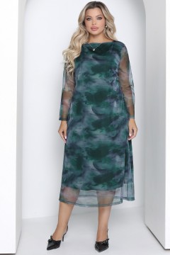 Платье длинное зелёного цвета из сетки Agata(фото2)
