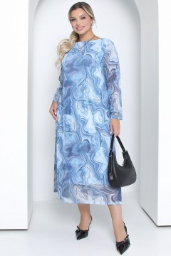 Платье длинное голубого цвета из сетки Agata