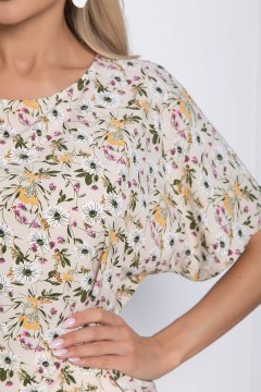 Блуза бежевая с цветочным принтом LT collection(фото3)