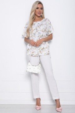Блуза молочного цвета с цветочным принтом LT collection(фото2)
