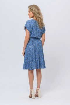 Платье миди синего цвета с цветочным принтом 1001 dress(фото3)
