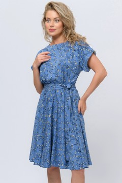Платье миди синего цвета с цветочным принтом 1001 dress