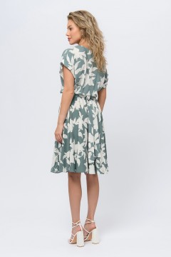 Платье миди оливкового цвета с цветочным принтом 1001 dress(фото3)