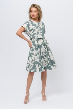 Платье миди оливкового цвета с цветочным принтом 1001 dress(фото2)