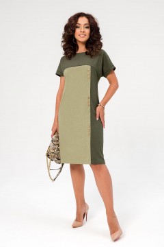 Платье повседневное зелёного цвета с коротким рукавом Serenada(фото2)