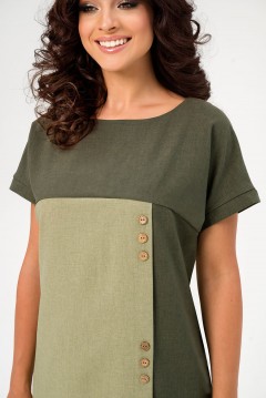 Платье повседневное зелёного цвета с коротким рукавом Serenada(фото3)