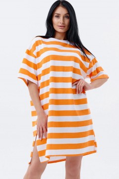Платье домашнее в оранжевую полоску 9980