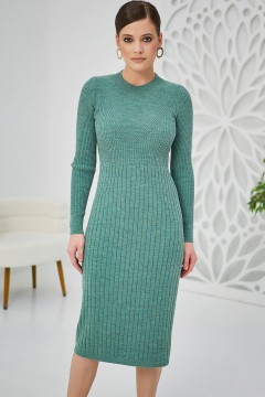 Платье вязаное зелёное с длинными рукавами Happychoice