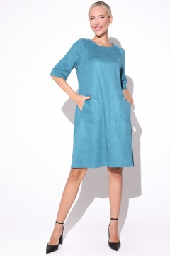 Платье вельветовое бирюзовое с карманами Elza(фото2)