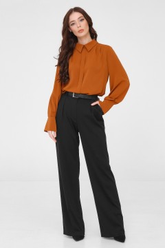 Блуза с бантовой складкой оранжевого цвета Priz(фото2)