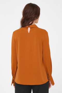 Блуза с бантовой складкой оранжевого цвета Priz(фото6)