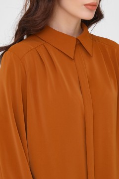 Блуза с бантовой складкой оранжевого цвета Priz(фото3)