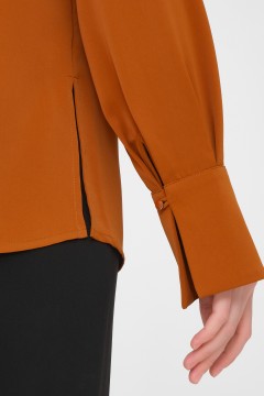 Блуза с бантовой складкой оранжевого цвета Priz(фото5)