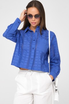 Рубашка укороченная синяя из шитья Priz