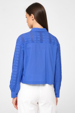 Рубашка укороченная синяя из шитья Priz(фото4)