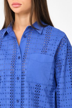 Рубашка укороченная синяя из шитья Priz(фото3)