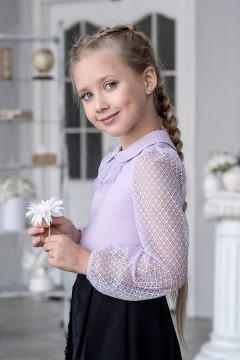 Блузка сиреневая для девочки ТБ-2104-6 Alolika(фото2)