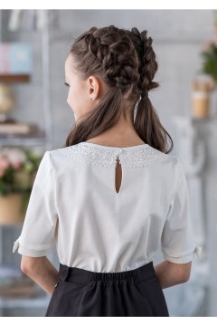 Блузка ванильного цвета для девочки ТБ-1801-72 Alolika(фото3)
