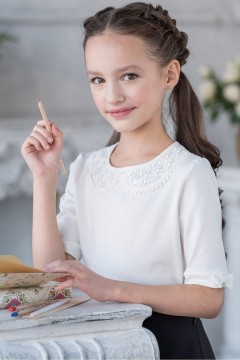 Блузка ванильного цвета для девочки ТБ-1801-72 Alolika