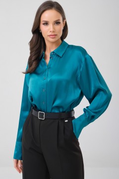 Блуза с длинным рукавом сине-зелёного цвета Priz