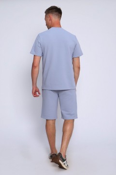 Костюм серо-голубой с шортами и футболкой 49861 Натали men(фото3)