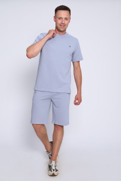 Костюм серо-голубой с шортами и футболкой 49861 Натали men(фото2)