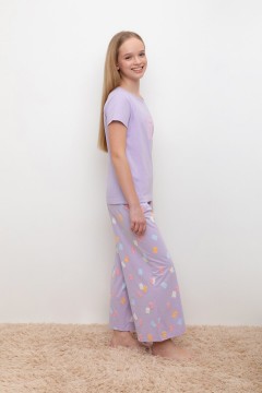 Пижама для девочек лиловая с футболкой КБ 2827/пастельно-лиловый,мишки пижама Cubby(фото2)