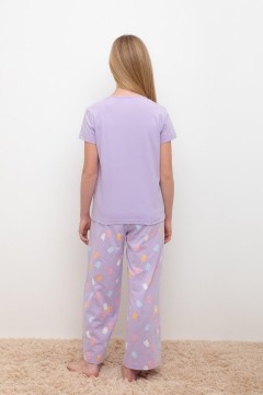 Пижама для девочек лиловая с футболкой КБ 2827/пастельно-лиловый,мишки пижама Cubby(фото3)