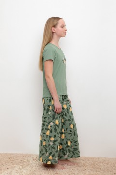 Пижама для девочек зелёная с футболкой КБ 2827/нефритовый,фруктовый сад пижама Cubby(фото2)