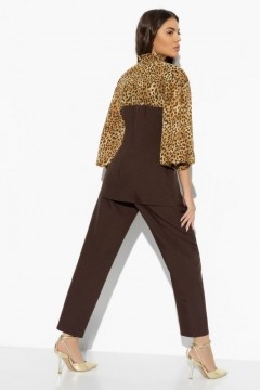 Костюм коричневый с брюками и блузкой Charutti(фото4)