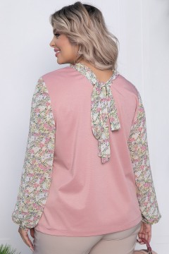 Блуза розовая с отделкой из шифона LT collection(фото3)