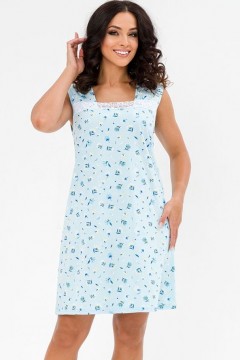 Сорочка ночная голубого цвета с цветочным принтом Serenada