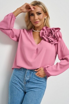 Блузка розовая с объёмным цветком