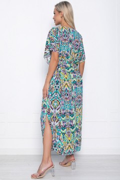 Платье длинное бирюзовое с принтом из штапеля LT collection(фото4)