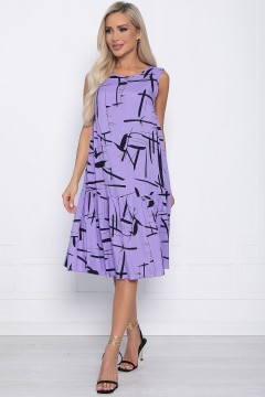 Платье фиолетовое с принтом А-силуэта без рукавов LT collection(фото2)
