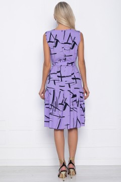 Платье фиолетовое с принтом А-силуэта без рукавов LT collection(фото4)