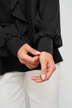 Блузка чёрная с оборкой Jetty(фото4)